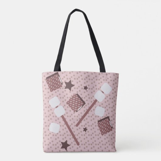 Tote Bag Camping Smores Biscuits Campfire Rose (Dos)