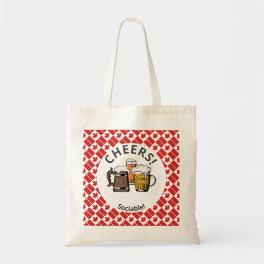 Tote Bag CANADA FLAG Cheers! Sociable! Customized Cartoon (Devant)