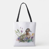 Tote Bag Canard D'Aquarelle En Fleurs (Dos)