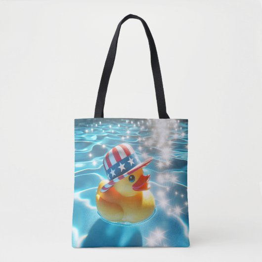 Tote Bag Canard En Caoutchouc Jaune Patriotique En Piscine (Devant)