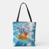 Tote Bag Canard En Caoutchouc Jaune Patriotique En Piscine (Dos)
