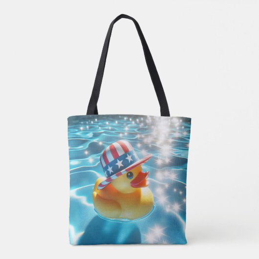 Tote Bag Canard En Caoutchouc Jaune Patriotique En Piscine (Dos)