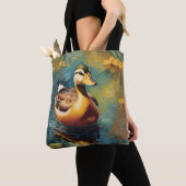 Tote Bag Canard Tranquille Sur Un Étang Peinture Artistique (De près)