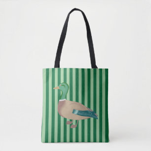 Tote Bag Canard vert rayé Fourre-tout