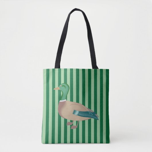 Tote Bag Canard vert rayé Fourre-tout (Devant)