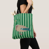 Tote Bag Canard vert rayé Fourre-tout (De près)