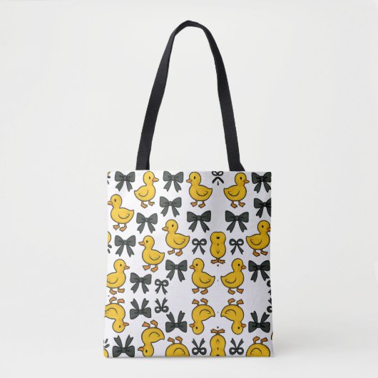 Tote Bag Canards mignons & motif de rubans (Devant)