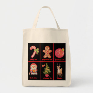 Tote Bag Candy, Gingerbread, Christmas, tree, Pixel Art