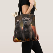 Tote Bag Cane Corso Chiot Automne Citrouille de plaisir (De près)