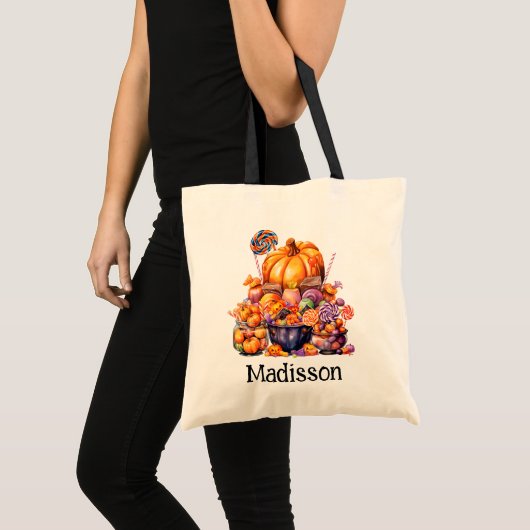 Tote Bag Canettes d'Halloween amusantes Nom (Devant (produit))