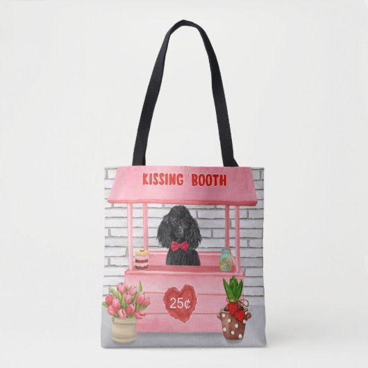 Tote Bag caniche Chien Valentine's Day Kissing Booth (Devant)