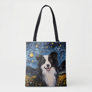 Tote Bag Canine artistique sous le ciel de Van Gogh - Chat