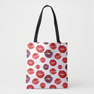 Tote Bag Canne à lèvres Valentine, Aquarelle Impression tra