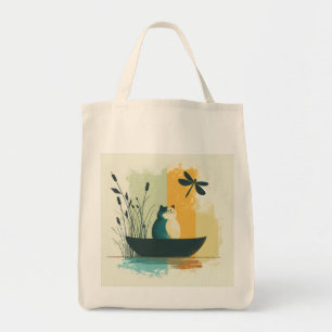 Tote Bag Canot de chat blanc minimaliste Abstrait Lake Chub
