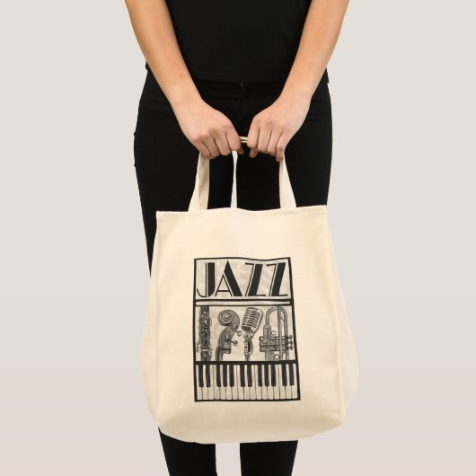Tote Bag Canvas Jazz Music Instruments Fourre-tout (Devant (produit))