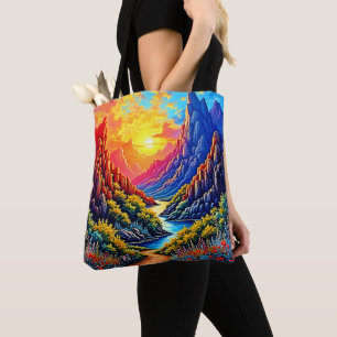 Tote Bag Canyon de la rivière au coucher du soleil Art