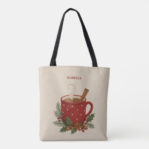 Tote Bag Caoutchouc de Noël de broderie rustique avec canne
