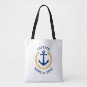 Tote Bag Capitaine Votre Nom De Bateau Ancre Gold Laurel Bl (Devant)