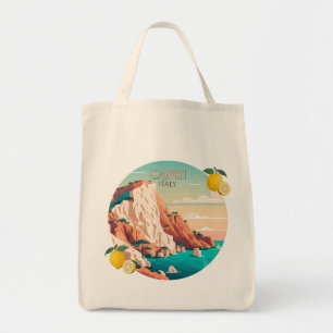 Tote Bag Capri Italie Citron Méditerranée île Rétro