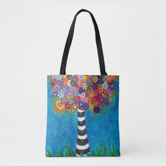 Tote Bag Capricious Happy Colorful Tree Oeuvre originale (Devant)