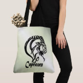 Tote Bag Capricorne la Chèvre de Mer Zodiaque Vert (De près)