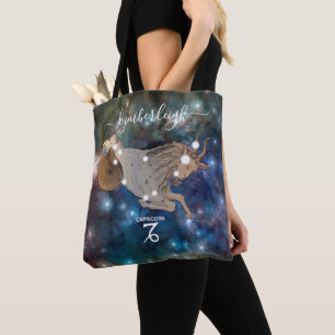 Tote Bag Capricorne Symbole Zodiaque Nom du monogramme cosm