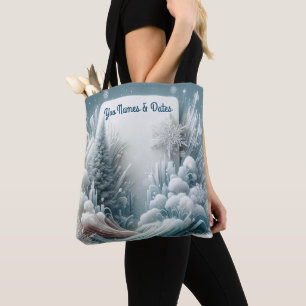 Tote Bag Capturer Art Hiver Scène & Cristaux de neige et de