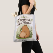 Tote Bag Capybara à la pause thé | Capybara mignon buvant d (De près)