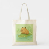 Tote Bag Capybara Brown réfrigérée sur crocodile vert (Dos)