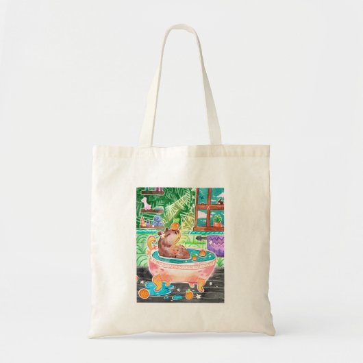 Tote Bag Capybara dans Bain Tub avec Oranges (Devant)