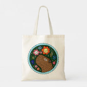 Tote Bag Capybara en Fleurs heureux Capybara Chilling Art (Dos)