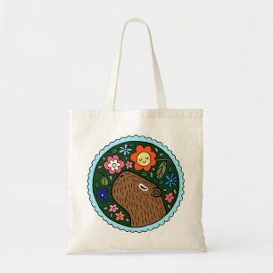 Tote Bag Capybara en Fleurs heureux Capybara Chilling Art