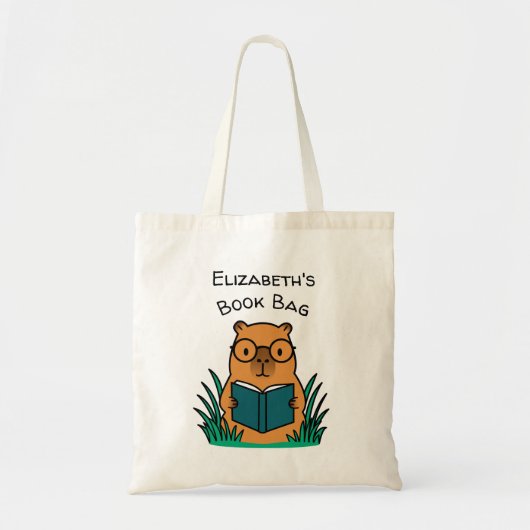 Tote Bag Capybara lisant un livre (Devant)