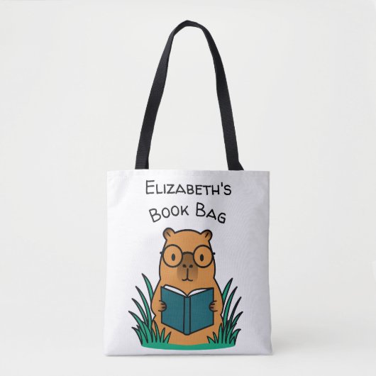 Tote Bag Capybara lisant un livre (Devant)