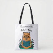 Tote Bag Capybara Reading Book (Devant)