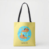 Tote Bag Capybaras Dans L'Eau Avec Oranges (Devant)