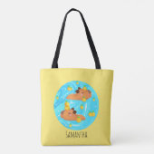 Tote Bag Capybaras Dans L'Eau Avec Oranges (Dos)