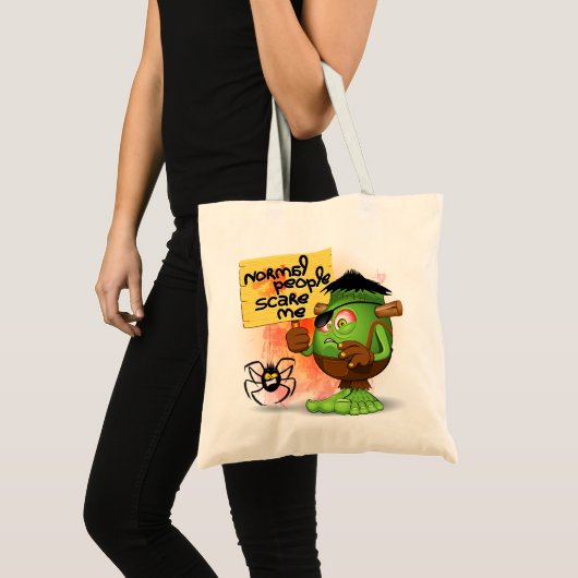 Tote Bag Caractère Frankenstein de 'Normal People Scare Me' (Devant (produit))