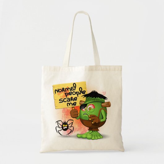 Tote Bag Caractère Frankenstein de 'Normal People Scare Me' (Devant)