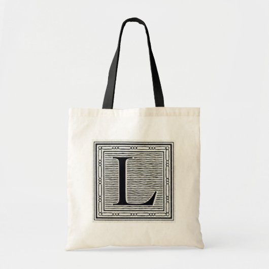 Tote Bag Caractère gras "L" initiale de bois de graveur de (Devant)