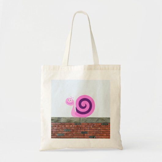 Tote Bag Caractère rose et pourpre heureux d'escargot sur (Devant)