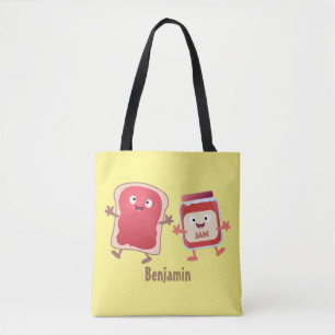 Tote Bag Caractères de dessins animés sur le pain et la con