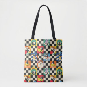 Tote Bag Caractères LOONEY TUNES™ sur Checker noir et blanc