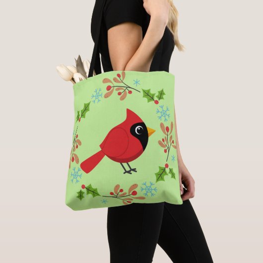 Tote Bag Cardinal Rouge Cardinal Cardinal aux Fleurs (De près)