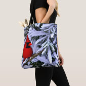 Tote Bag Cardinal rouge d'hiver (De près)
