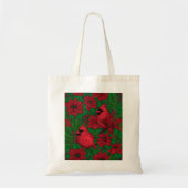 Tote Bag Cardinaux et poinsettia pour Noël (Devant)