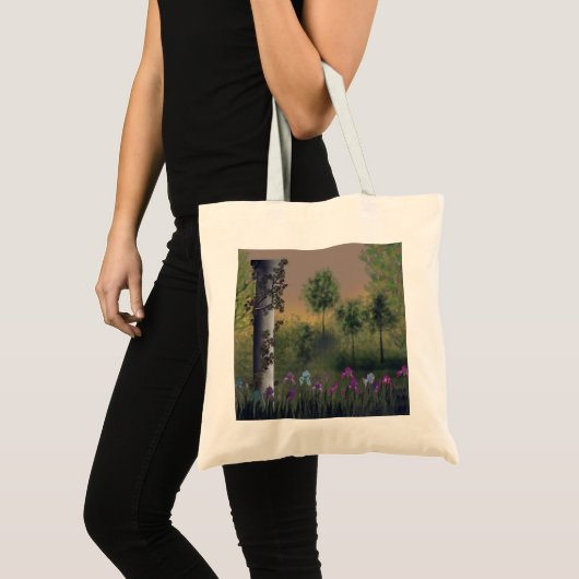 Tote Bag Caricature Abstraite paysage numérique forêt arbre (Devant (produit))