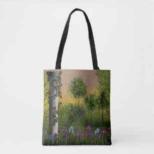Tote Bag Caricature Abstraite paysage numérique forêt arbre