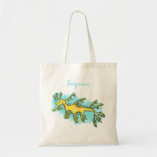 Tote Bag Caricature amusante de dragon de mer feuillu