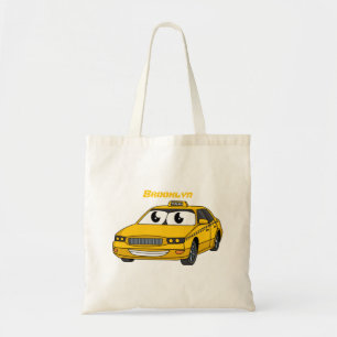 Tote Bag Caricature amusante de taxi jaune mignon